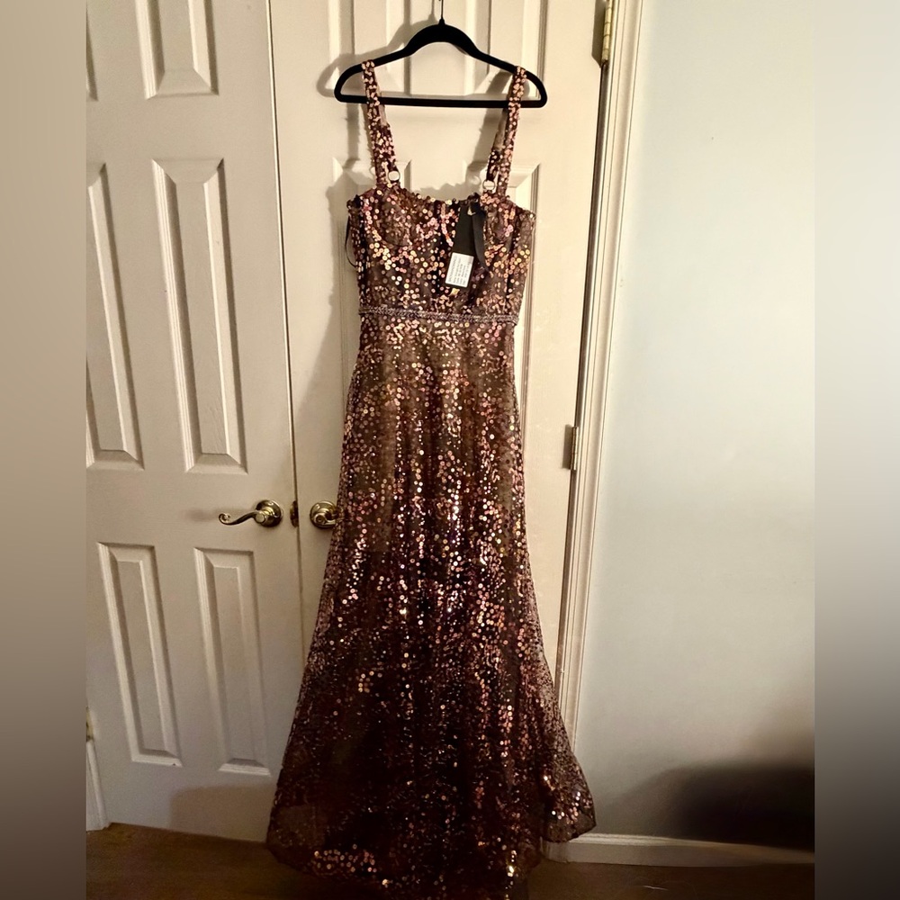 Bronx and Banco Midnight Noir Gown in Black and Gold